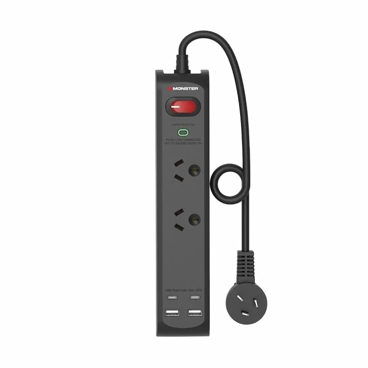 Monster dual socket surge protector, usb ports, corded