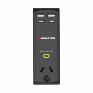 Monster Single Socket Surge Protector with USB-C & USB-A Black
