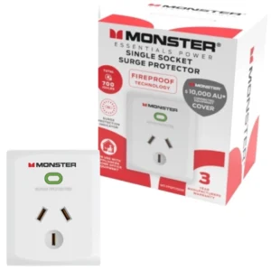 Monster single socket surge protector, white