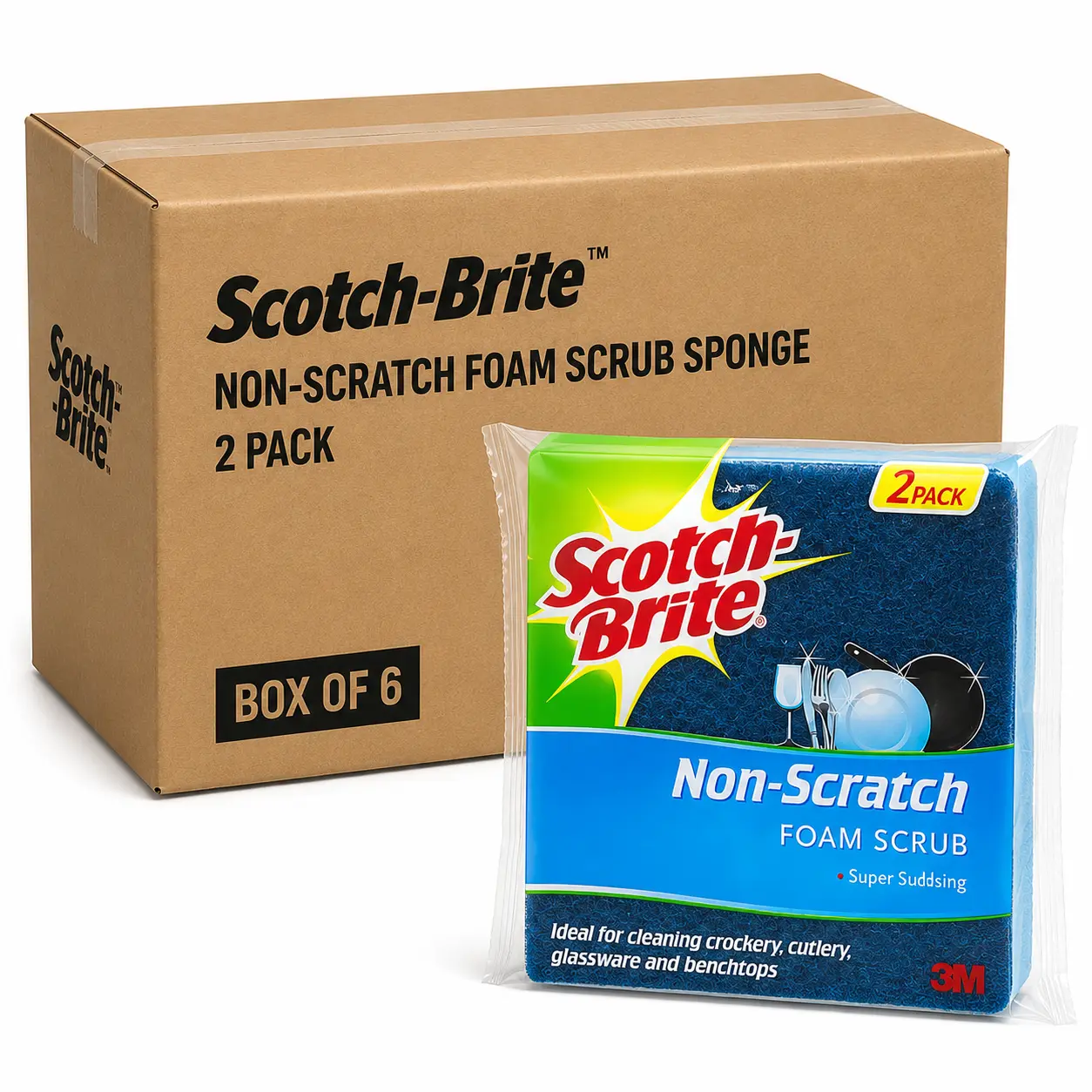 Scotch-Brite Non Scratch Foam Scrub Sponge Pack 2 / Box 6