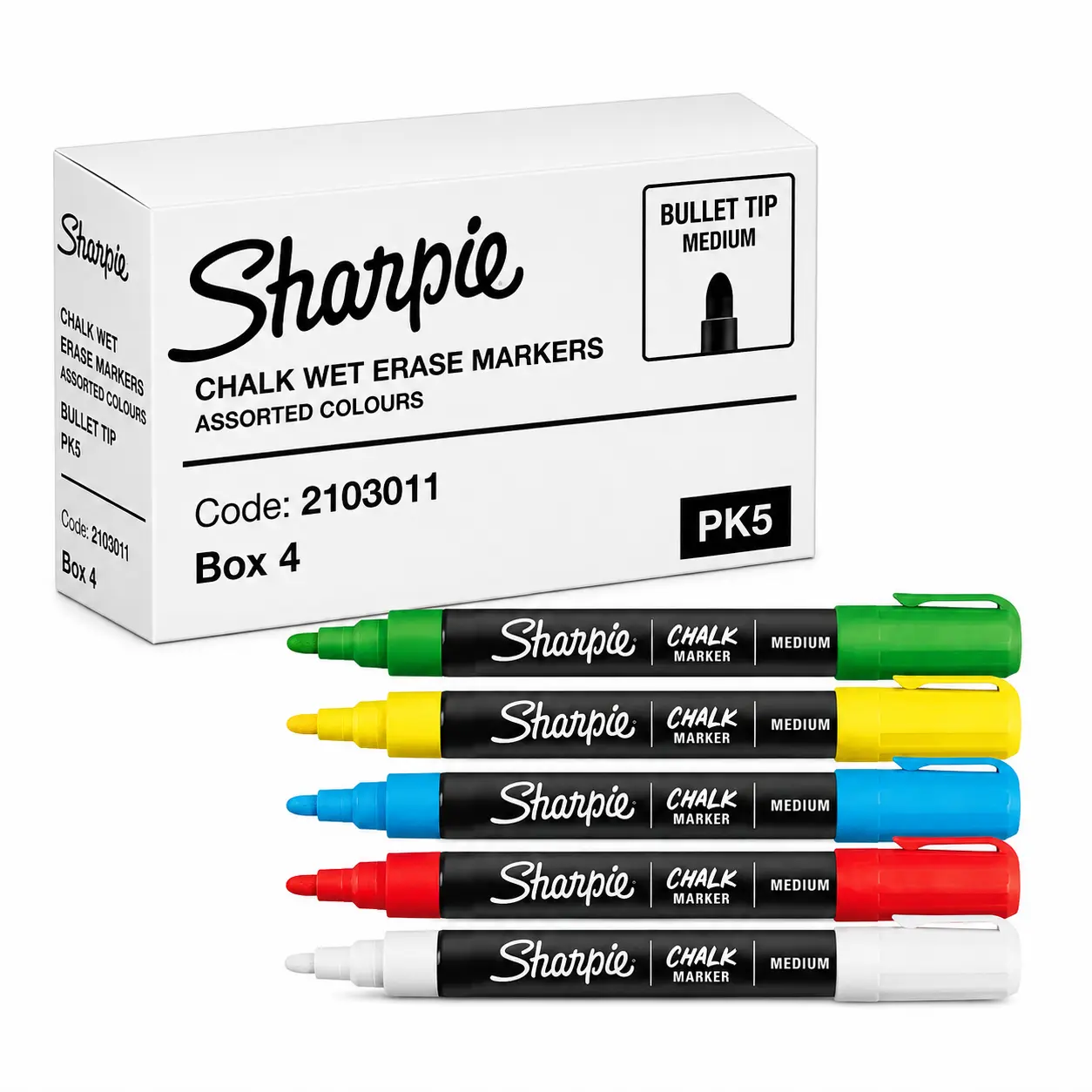 Sharpie Chalk Wet Markers Assorted Colours Pack 5 / Box 4