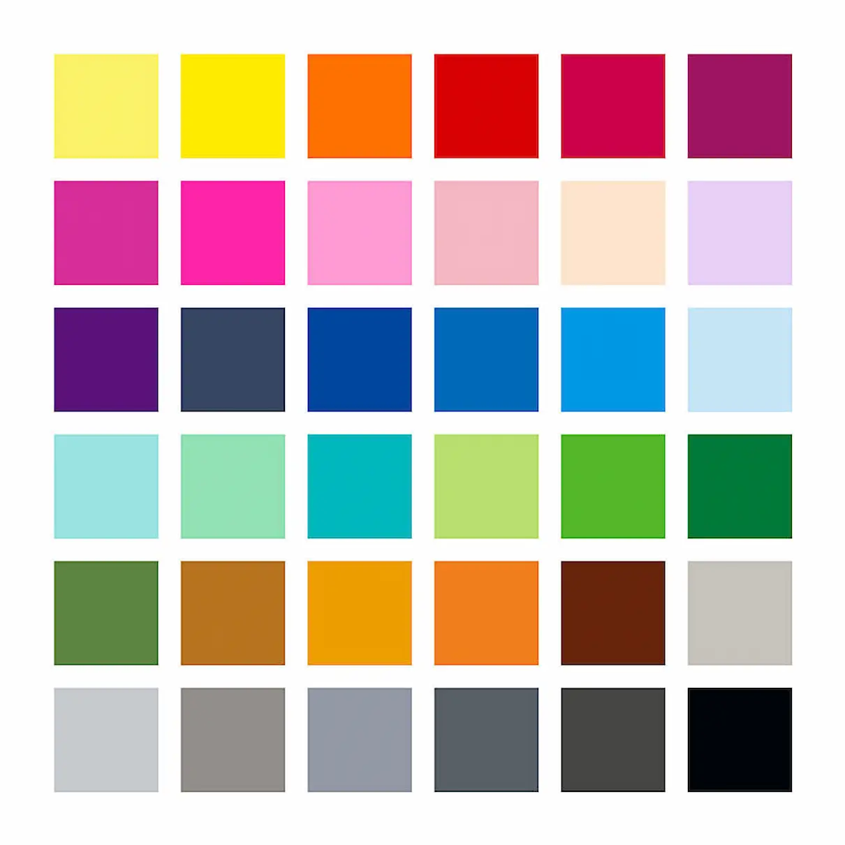 Staedtler Pigment Brush Pens, 371, Pack 36, colour chart
