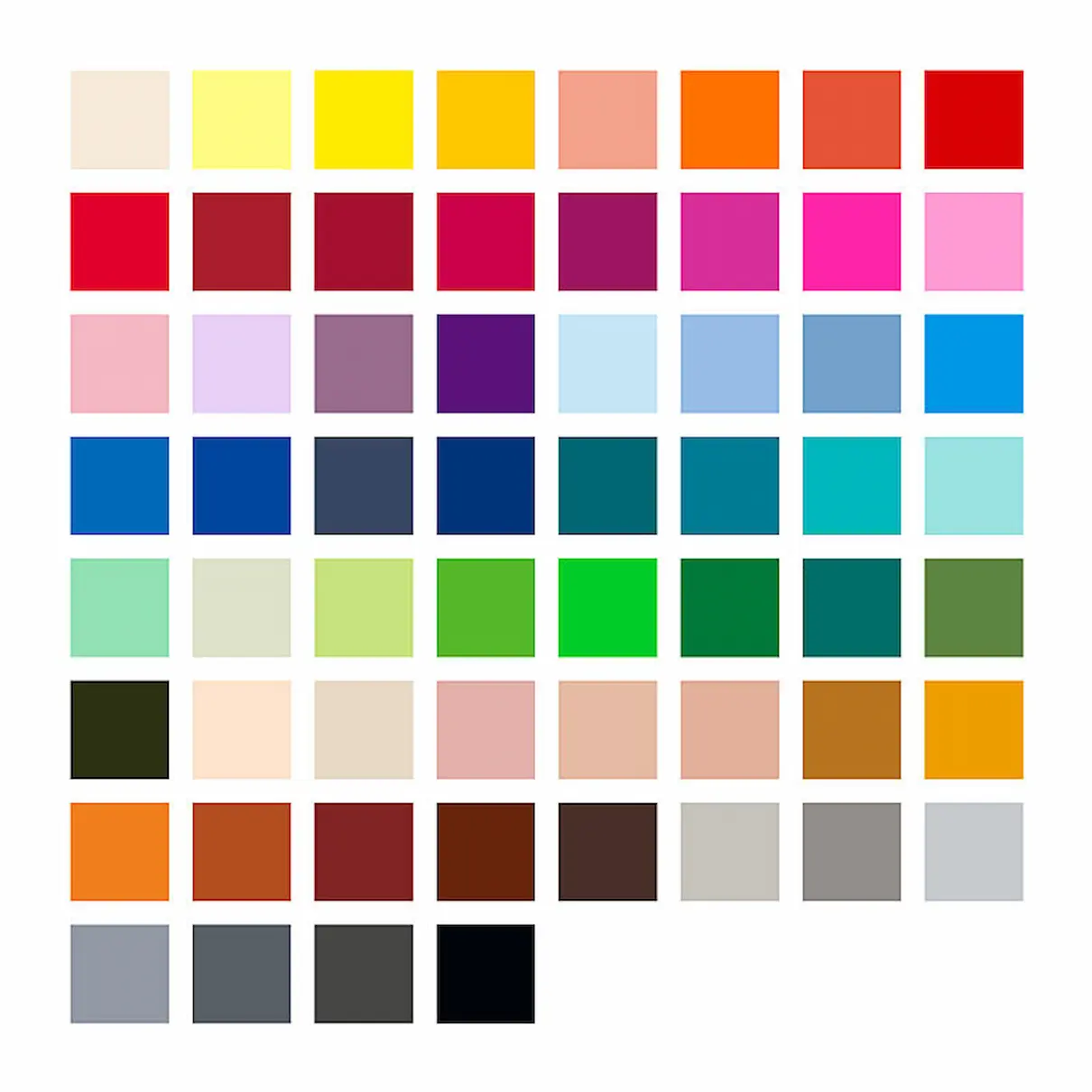 Staedtler 371 Pigment Brush Pens, Pack 60, colour chart