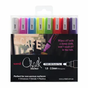 Uni Chalk Mrker Bullet Assorted Colours Pack 8