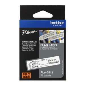 Brother FLE-2511 Flag Labels, White on Black