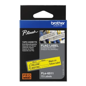 Brother FLE-6511 Flag Labels, Black on Yellow