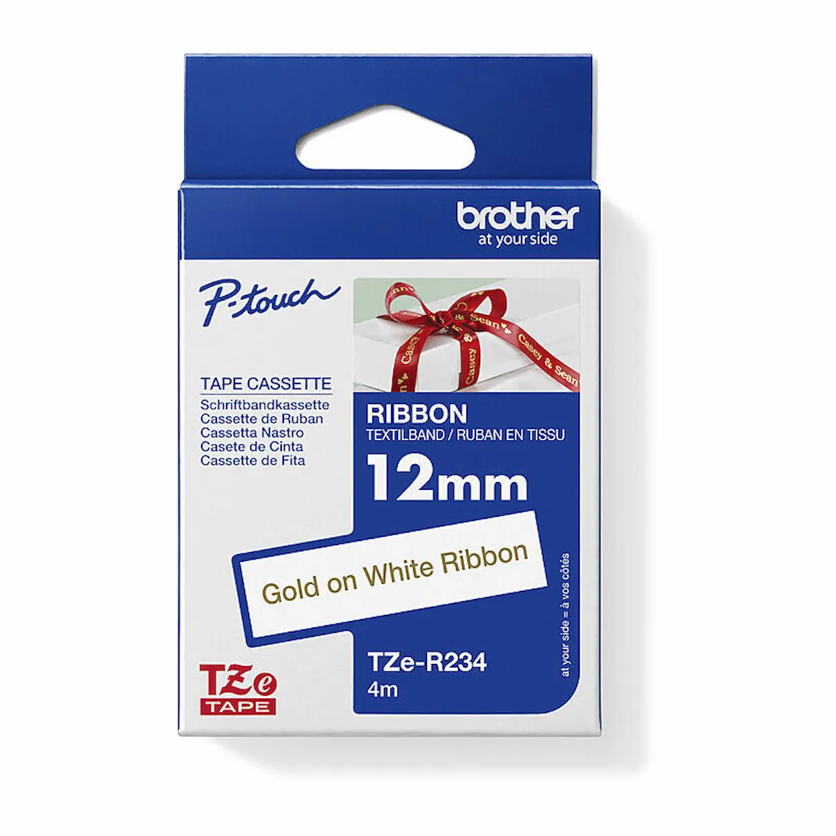 Brother TZe-R234 Gold on White Ribbon Tape