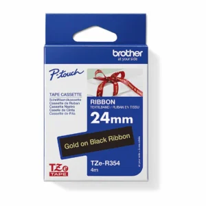Brother TZe-R354 Ribbon Tape, 24mm Gold on Black