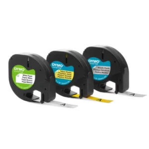 Dymo Letratag vareity pack, white paper, yellow plastic and silver plastic tapes