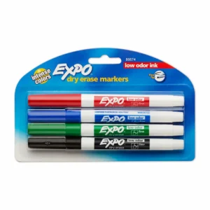 Expo Fine Whiteboard Markers, Assorted Colours, Pack 4