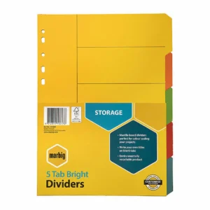 Marbig 5 Tab Dividers Manilla Brights