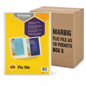 Marbig Flic File A3 10 Pocket Insert Cover, Box 5