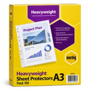 Marbig Sheet Protectors, A3 Heavyweight, Pack 100