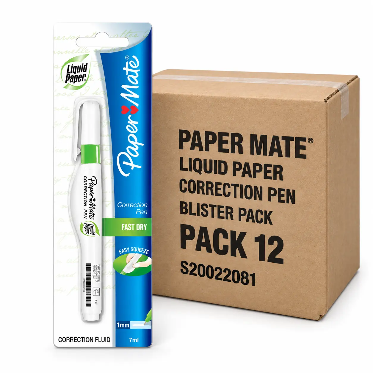 Papermate Correction Pen, Blister Pack, Box 12