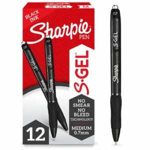Sharpie S-Gel Retractable Black Gel Pens, Box 12