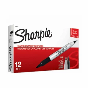 Sharpie Black Twin Tip Permanent Markers, Box 12