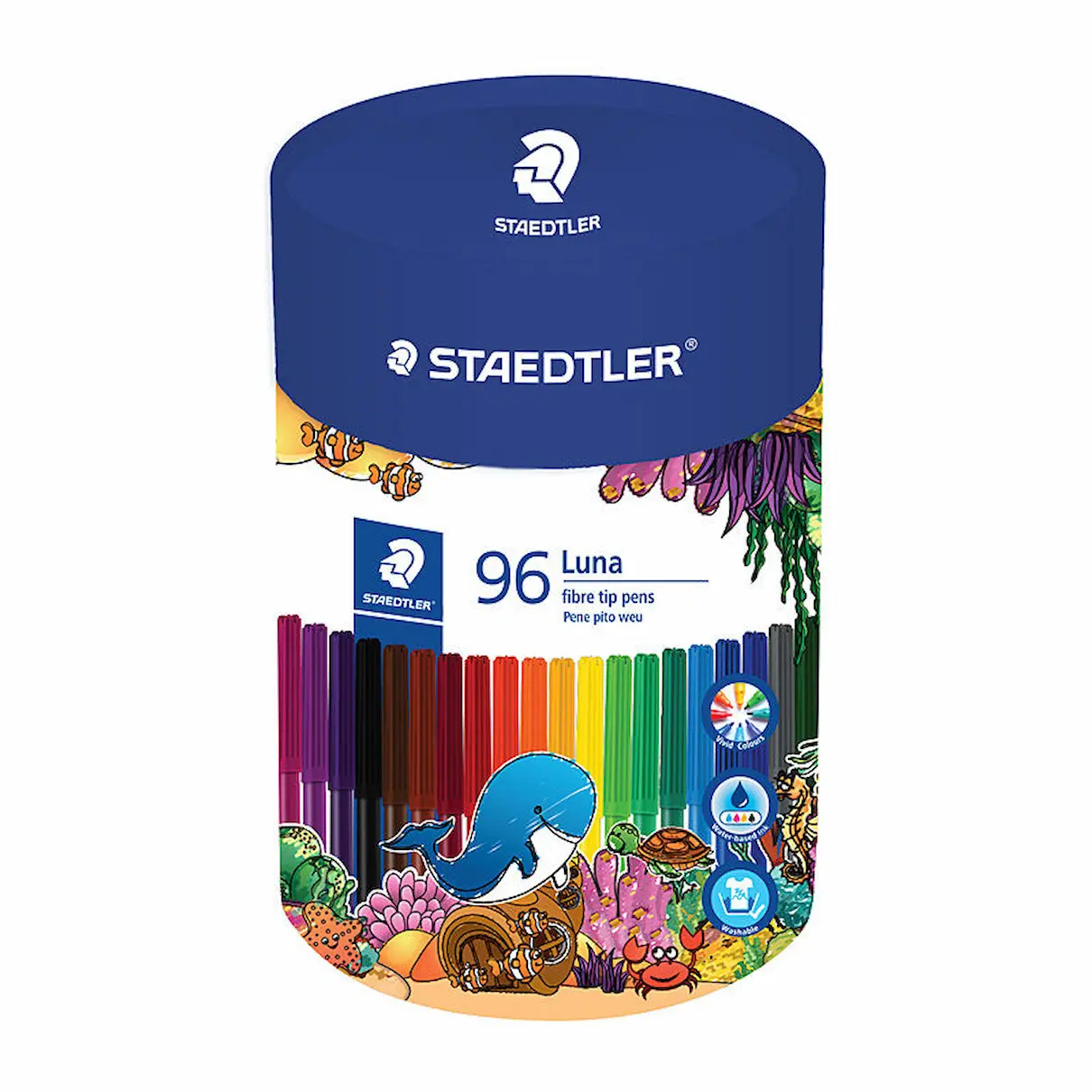 Staedtler Luna Fibre Tip Colouring Markers, tub 96
