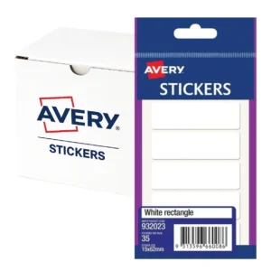Avery Stickers, White Rectangle 62 x 19mm 35 Pack, Box 10
