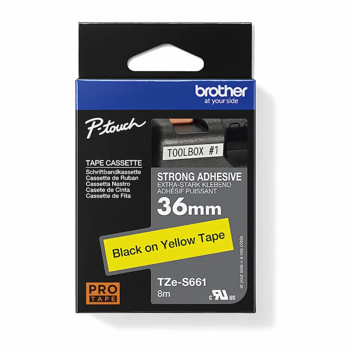 Brother TZe-S651 Strong Adhesive Tape (36mm) Black on Yellow – Inkjet ...