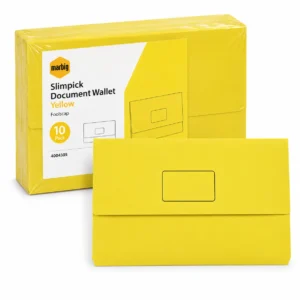 Marbig Slimpick Document Wallets, Yellow, Pack 10
