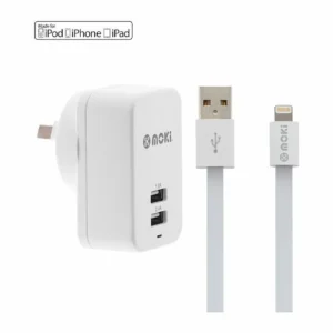 Moki Lightning Cable and Wall Charger, White