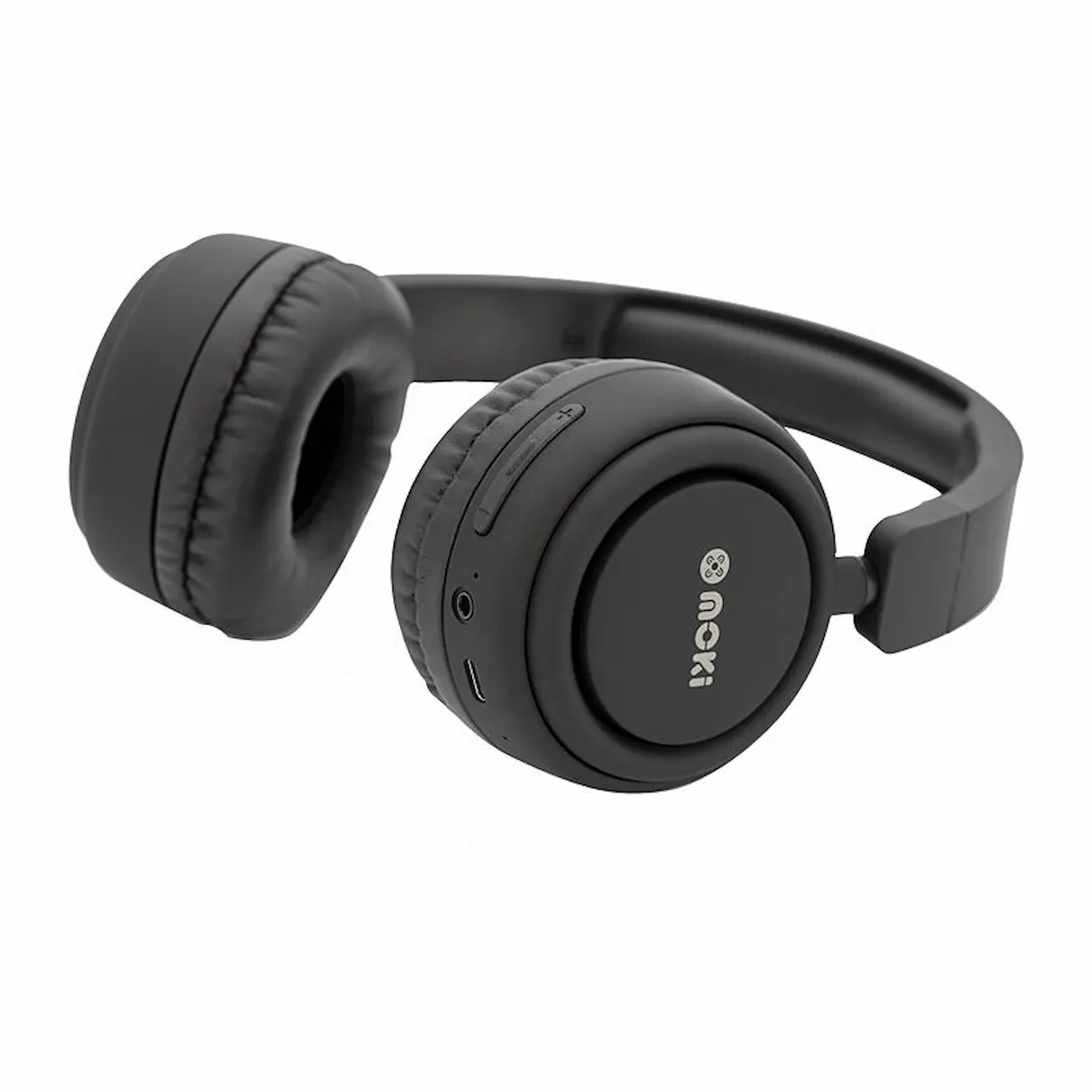 Moki Staple Wireless Headphones, Black, side view