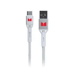 Monster USB-C to USB-A 1.2m braided white cable