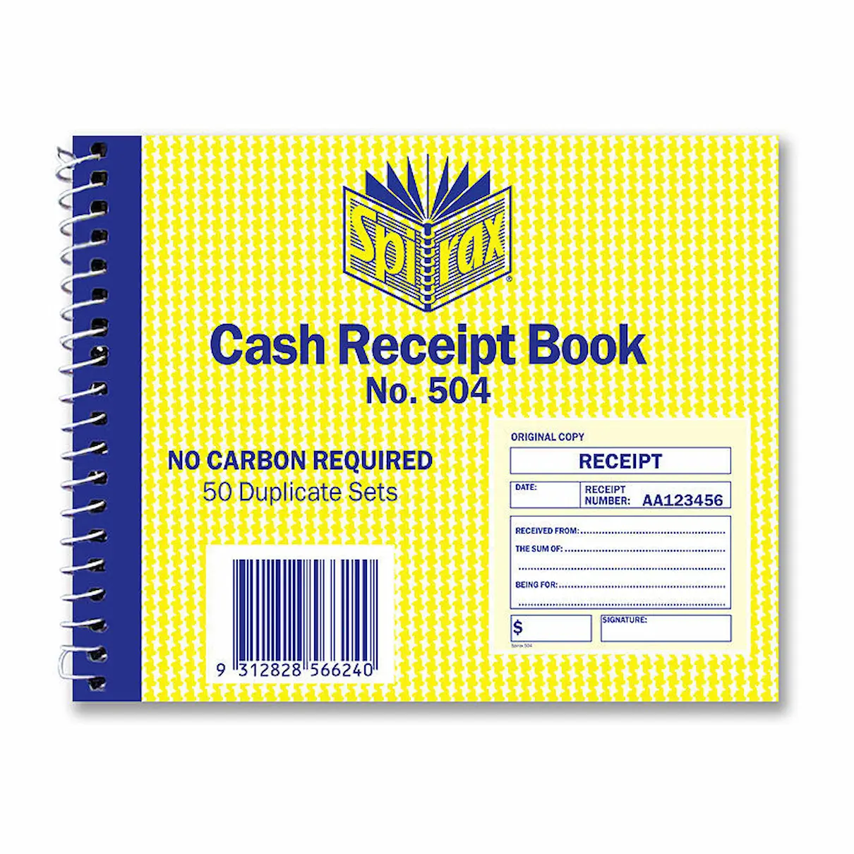 Spirax Cash Receipt Book, No 504